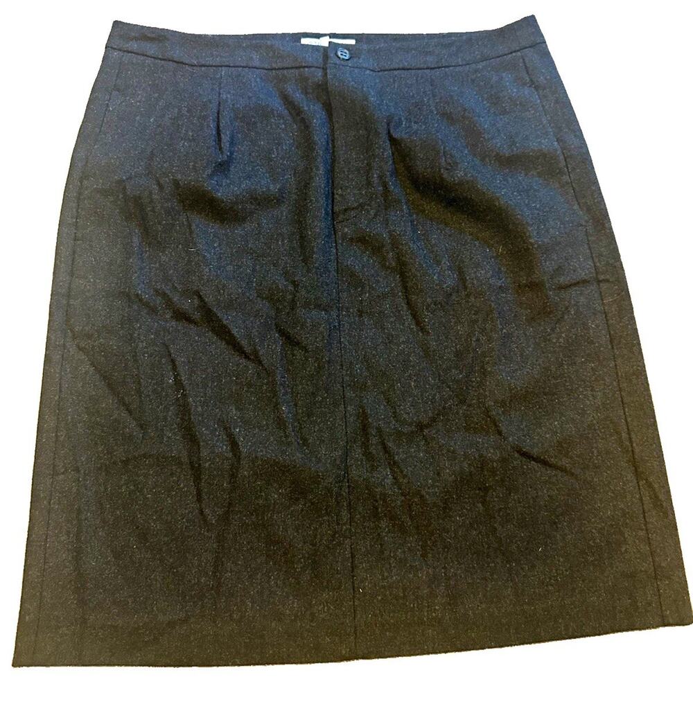 Strenesse Blue Black Solid Lined Pencil Skirt Zip Closure Knee Length Size 10